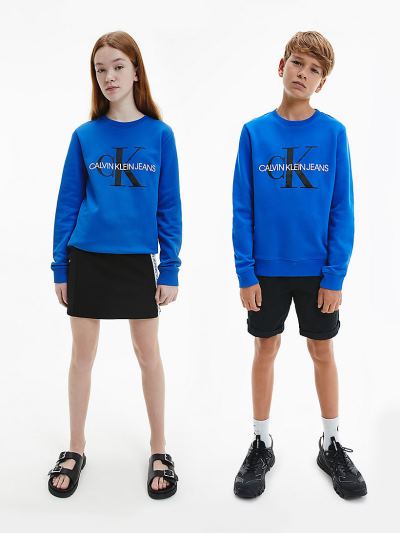 Calvin Klein Ruhák HU154473 | Calvin Klein Organic Cotton Logo Fiu Pulóver Kék